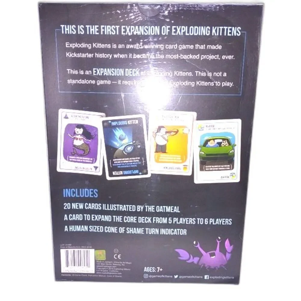 Imploding Kittens, 20 Card Exploding Kittens Expansion Pack, NWT, Plastic Sealed